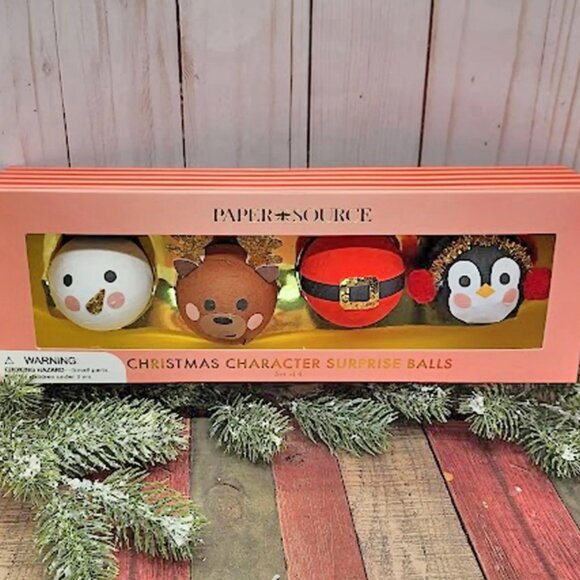NWT Paper Source Christmas Character Surprise Balls (set of 4) - Picture 2 of 2